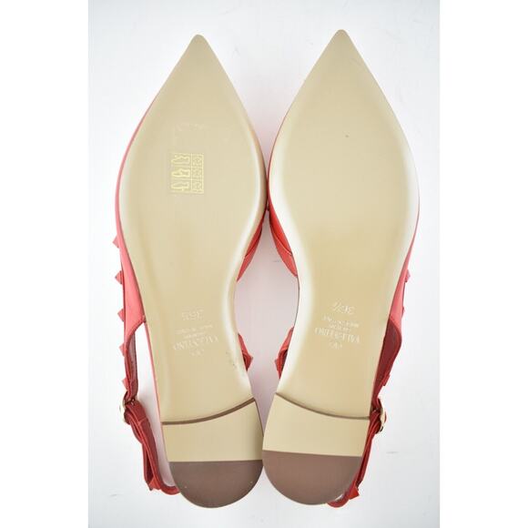 Valentino Rockstud Red Tonal Stud Pointed Slingback Ballet Ballerina Flat 36.5 - Picture 12 of 12